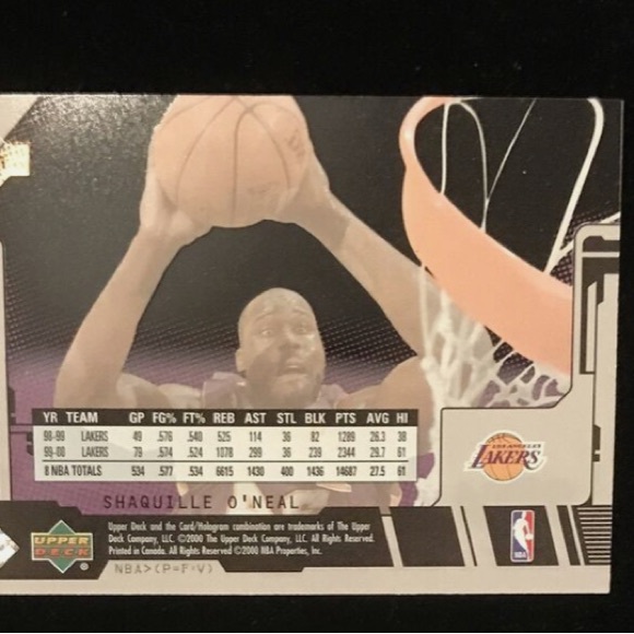 Shaquille O’neal 00/01 Upper Deck Slam (Power Window ) PW1 Purple And Orange - Picture 4 of 4